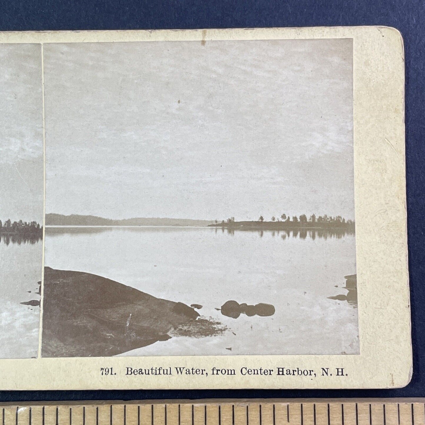 Waterfront Center Harbor New Hampshire Stereoview Antique c1870s Y900