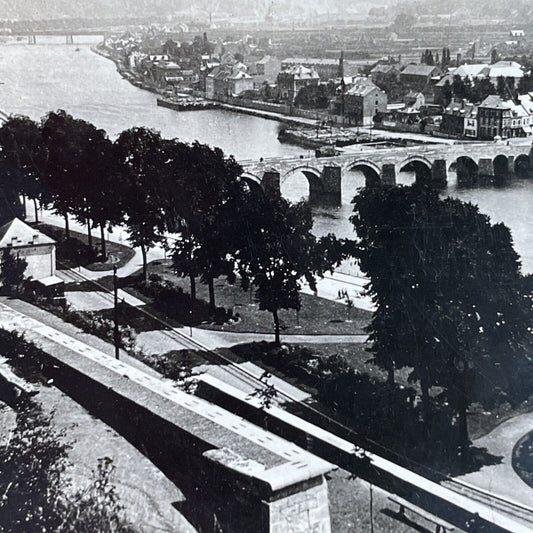 Antique 1910s River Meuse Bridge Namur Belgium Stereoview Photo Card P3755