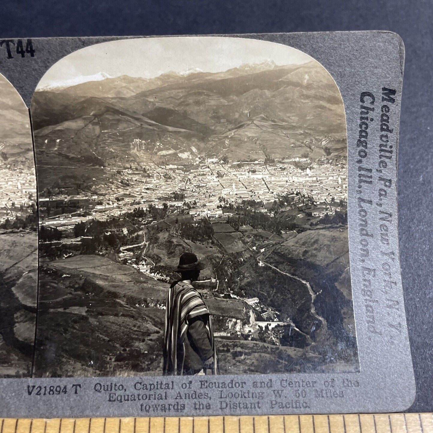 Antique 1920s Quito Ecuador City View Stereoview Photo Card P4862