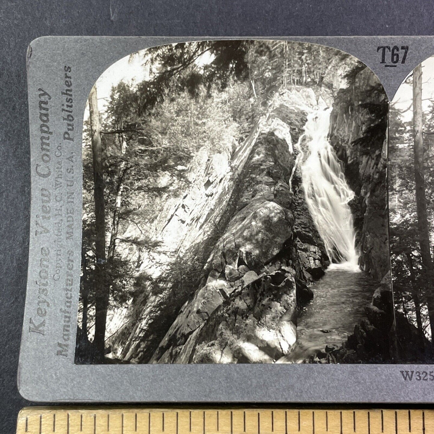 Falls of Lana Waterfall Salisbury Vermont Stereoview Antique c1920s Y513