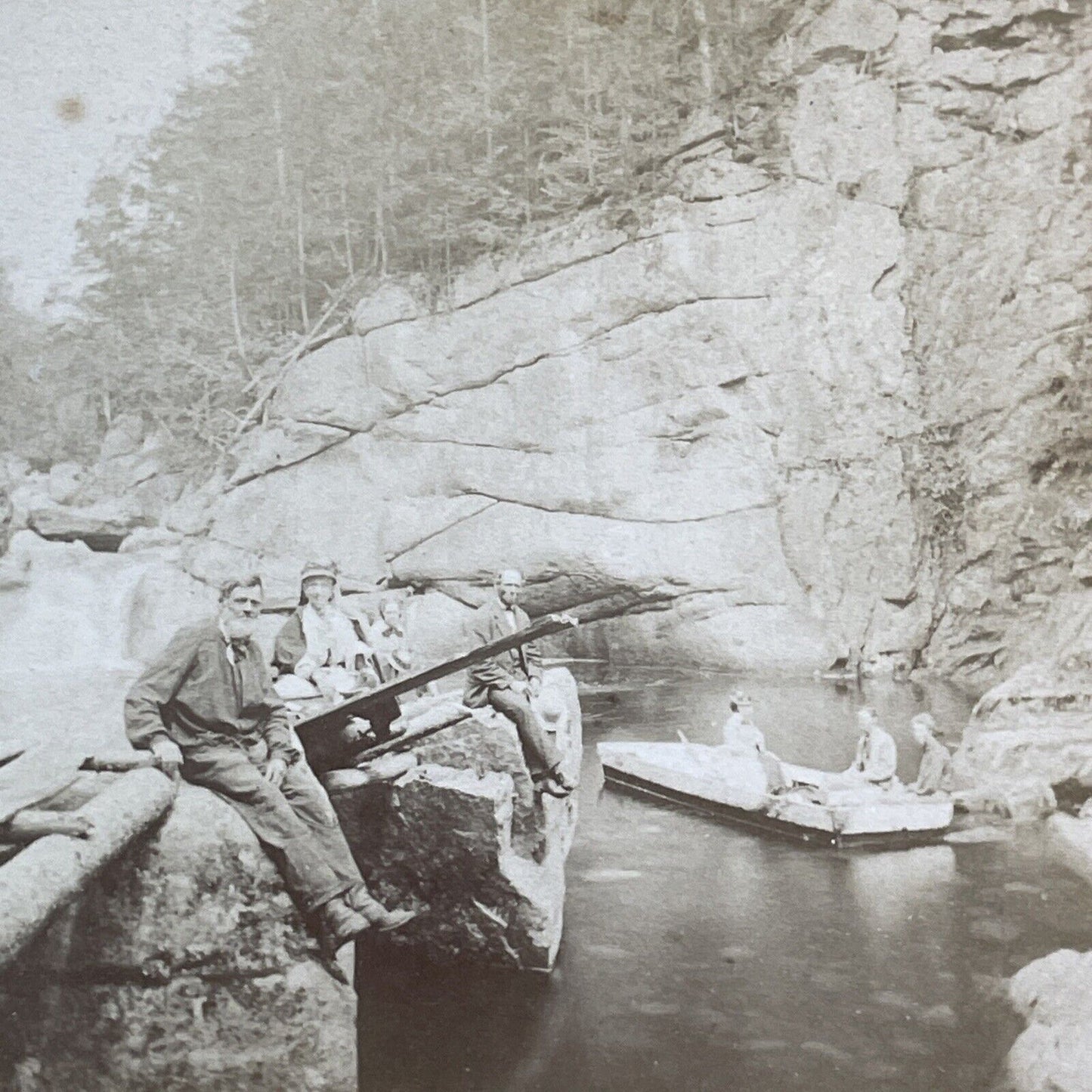 Professor John Merrill Franconia Notch New Hampshire Stereoview c1870s Y904