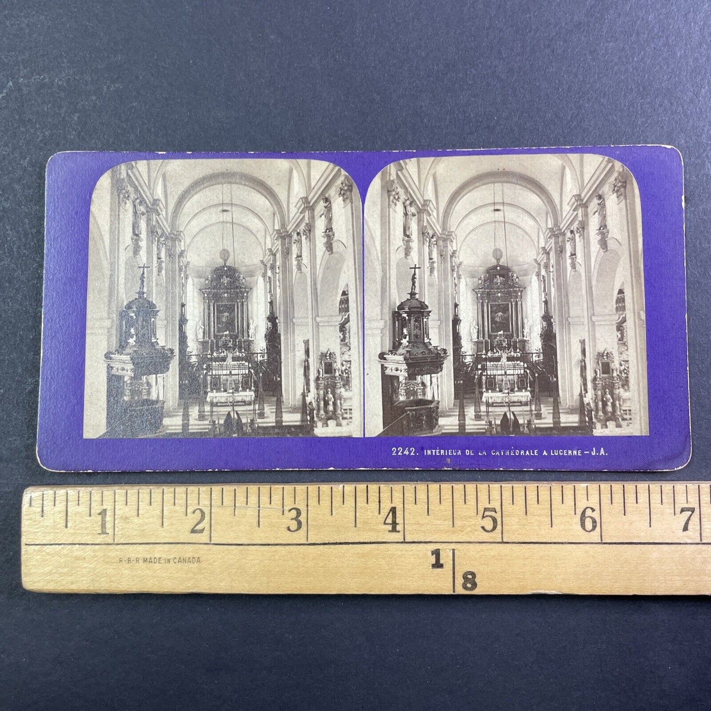 Cathedral Church Lucerne Stereoview Jean Andrieu Antique c1870s X3716