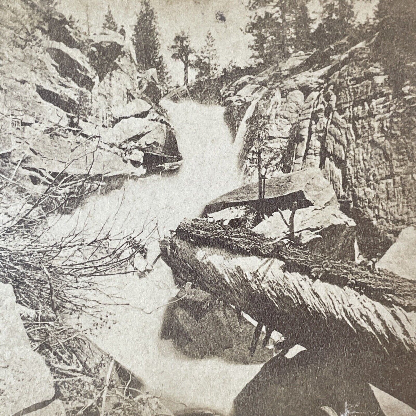 Top Of Nevada Falls Cascade Yosemite Stereoview California Antique c1868 X2773