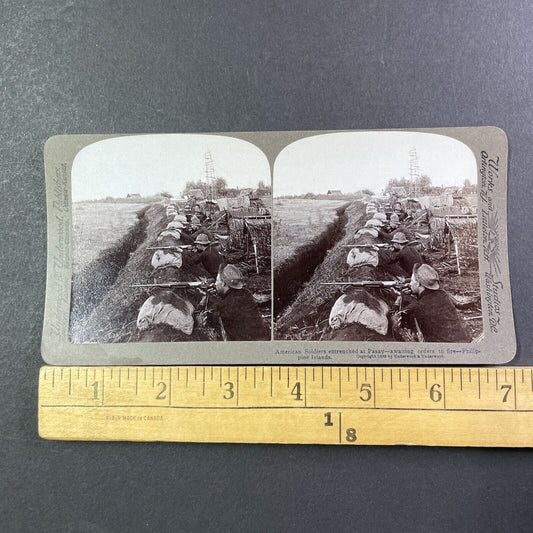 American Sharpshooters Infantry Stereoview Contact Line Antique c1899 X2736