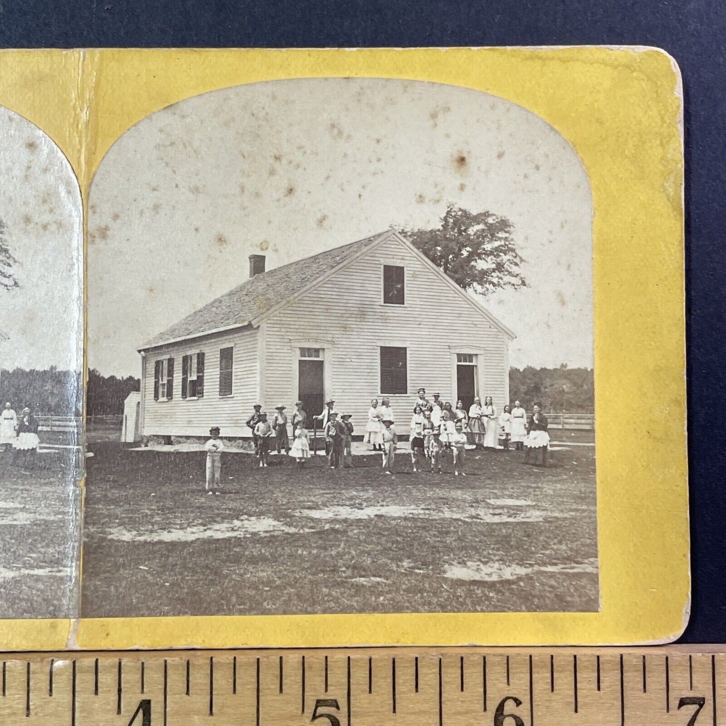 Kingston New Hampshire Common School Stereoview Photo Card Antique 1870 X840