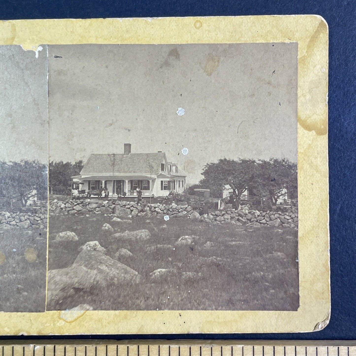 Farmstead in White Mountains? New Hampshire Stereoview Antique c1865 X3869