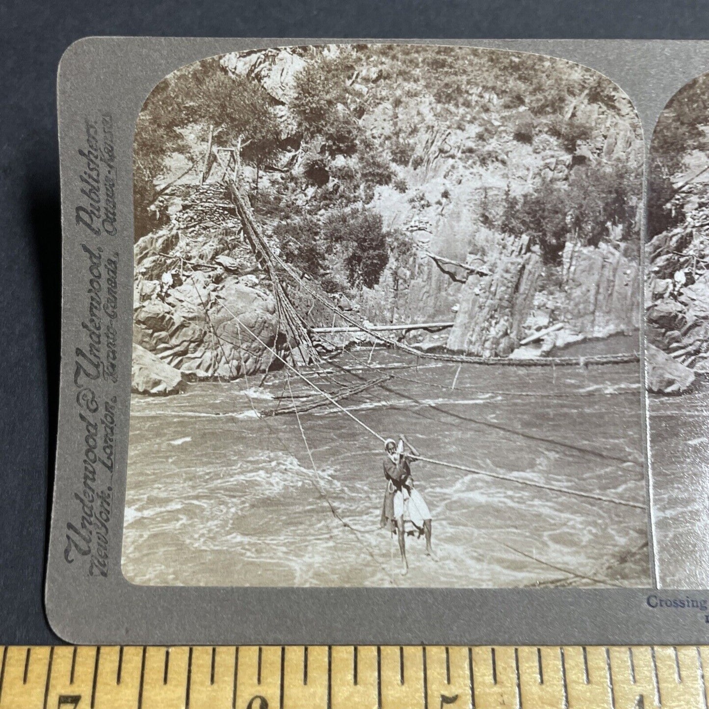 Antique 1903 Man Dangling Over Flood Waters Floods Stereoview Photo Card P5654