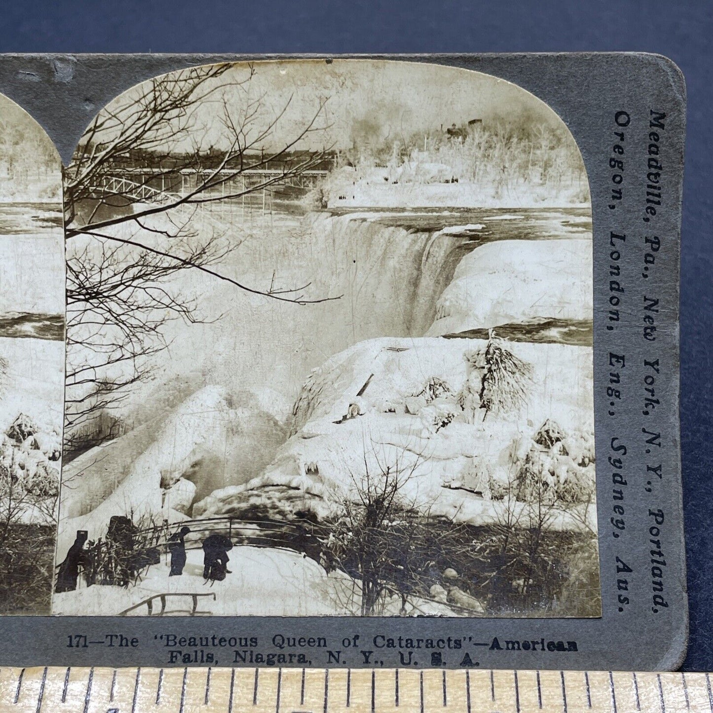 Antique 1901 Great Winter Of 1901 Niagara Falls NY Stereoview Photo Card P2051