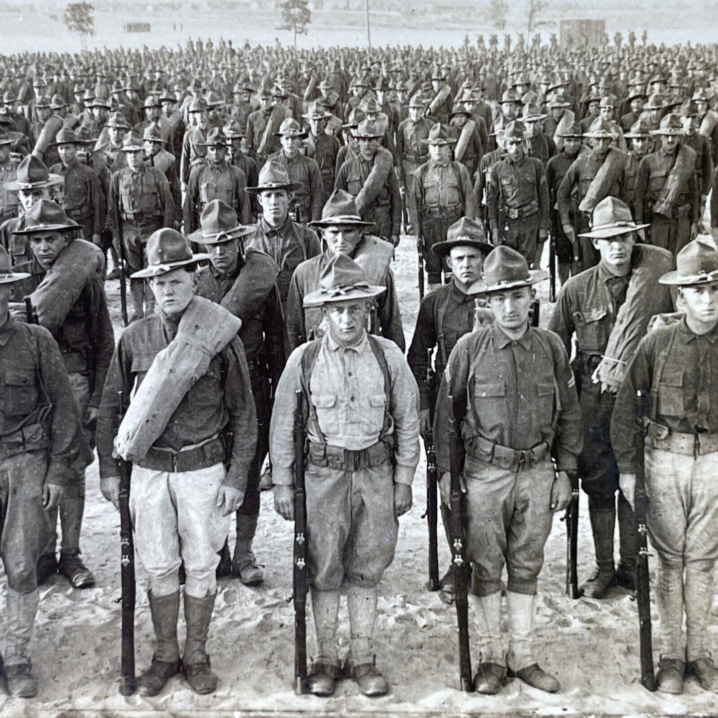 Antique 1918 US Army Prepares For Deployment WW1 Stereoview Photo Card P2744