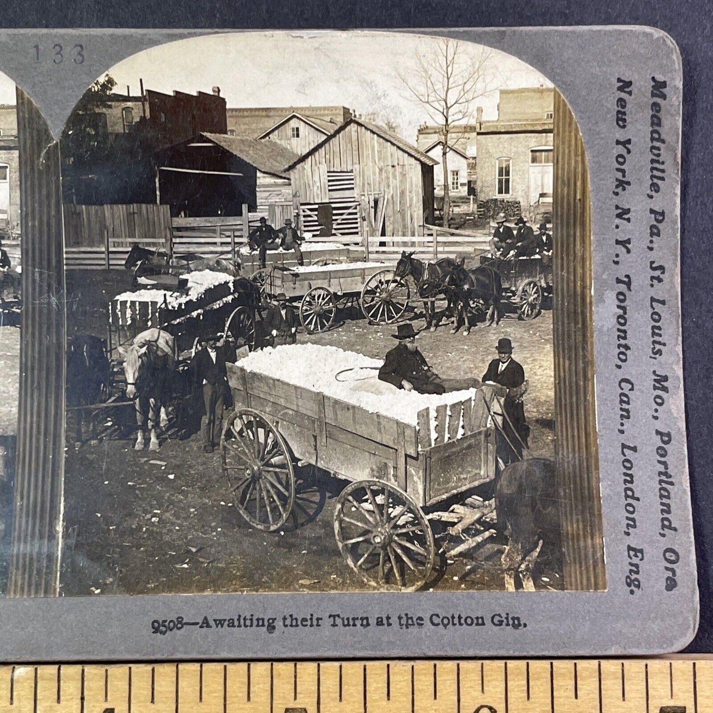 Cotton Deliveries Waiting At Cotton Mill Stereoview Antique c1903 X2709