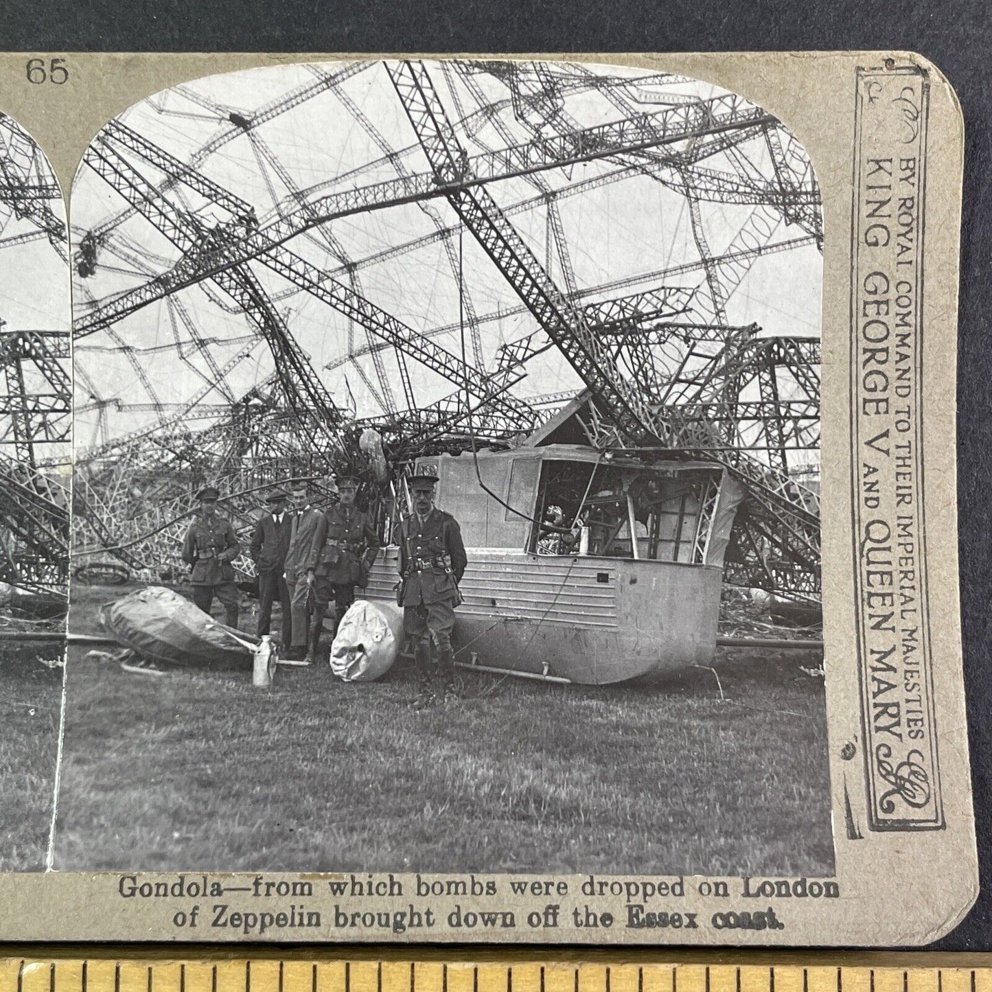 Crashed German Zeppelin L32 (LZ74) Stereoview World War I WW1 c1916 Y3028