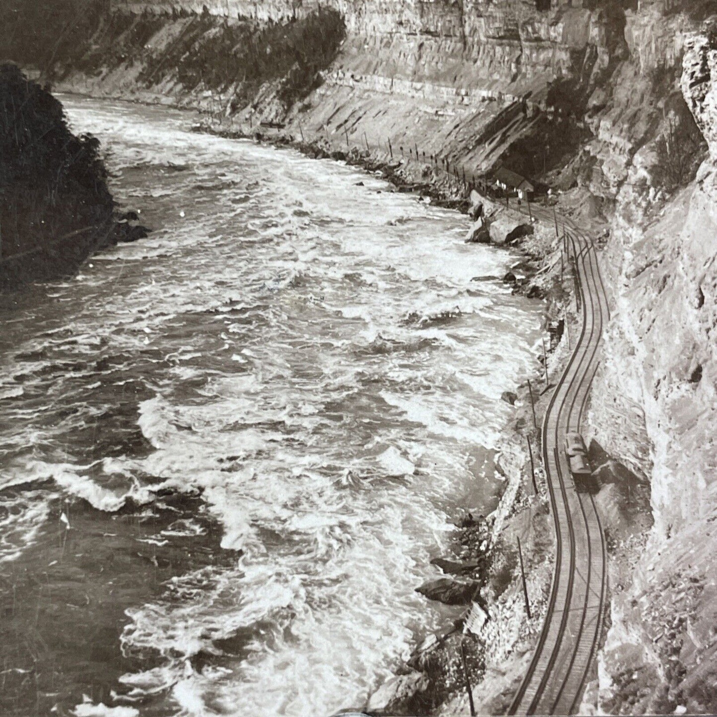 Lewiston Railway and Niagara Whirlpool Rapids Stereoview Antique c1902 Y1374