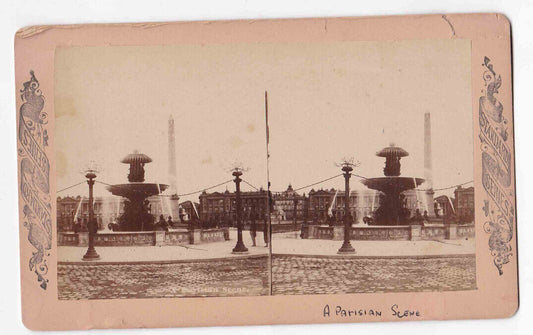 Antique 1870s Obelisk of the Concorde, Paris, France Oversized Stereo Card P361