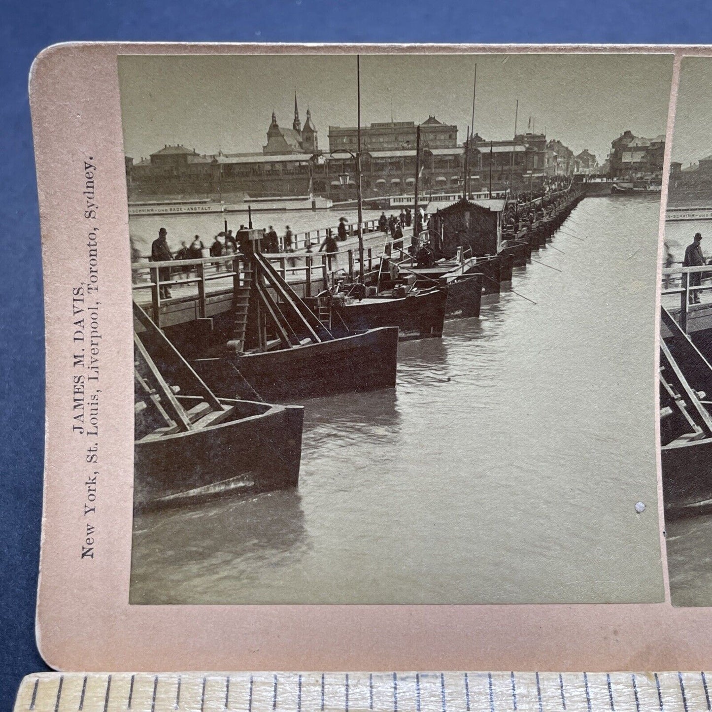 Antique 1897 A Bridge Made Of Boats Cologne Germany Stereoview Photo Card P1895