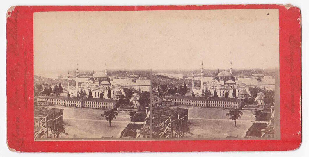 Antique 1870s Suleymaniye Mosque Istanbul Constantinople Turkey Photo Card P056