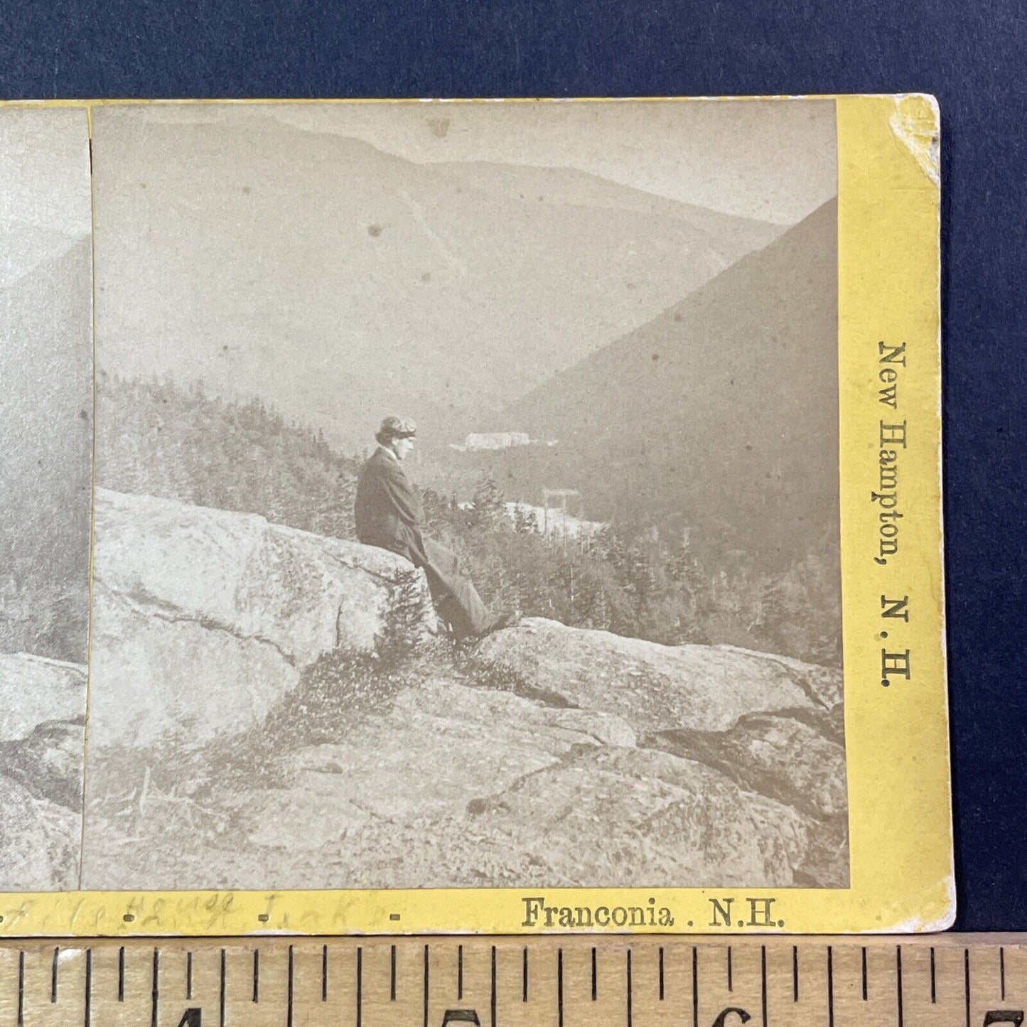 Henry S Fifield Self Portrait Stereoview Bald Mountain Photo Antique c1869 X850