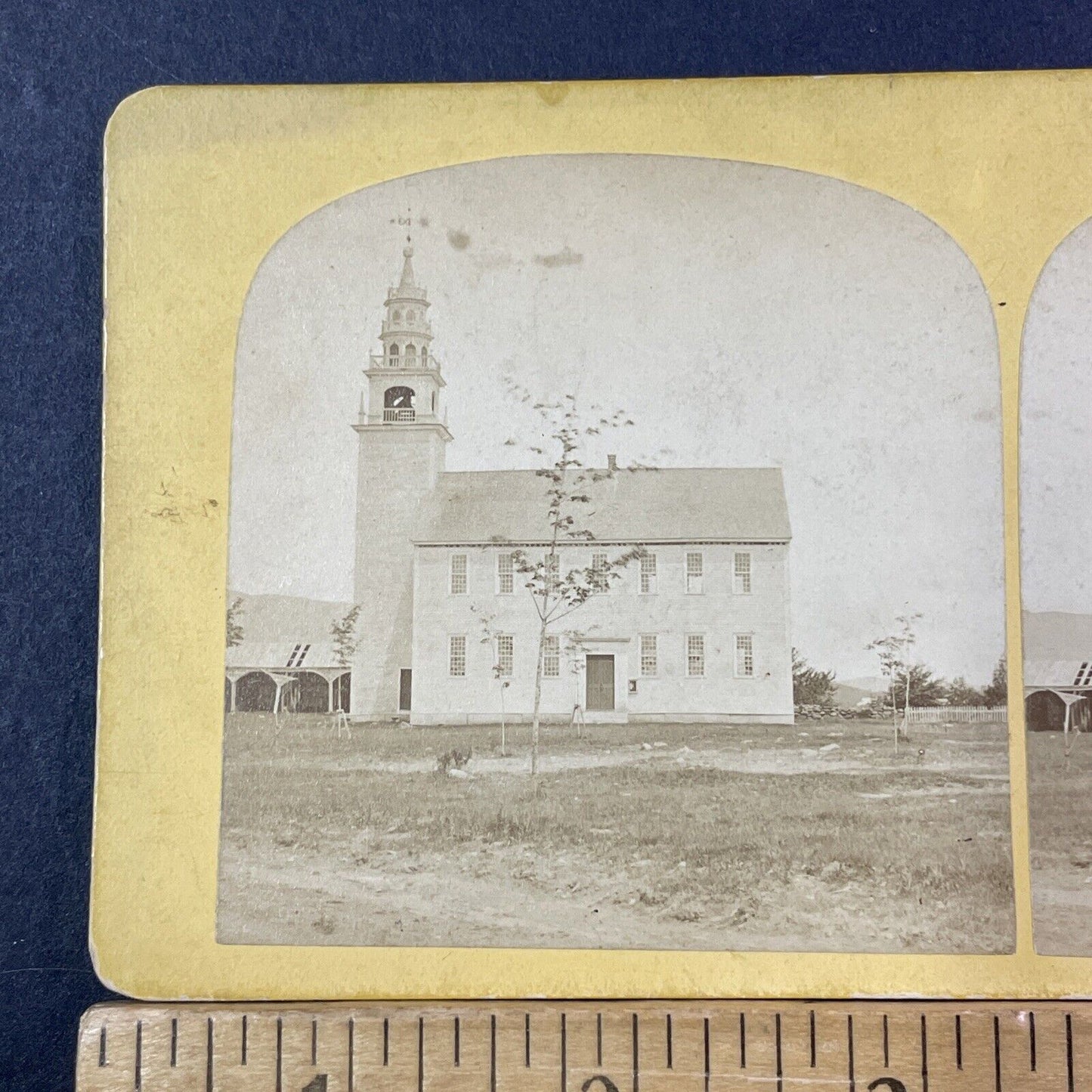 Meetinghouse Jaffrey Center NH Stereoview George Scripture Antique 1860s X907