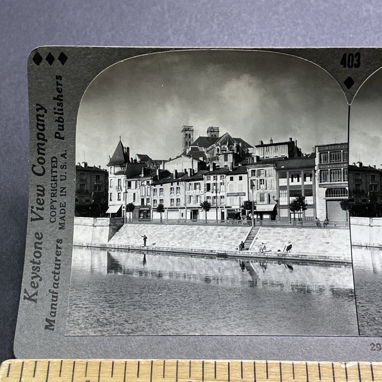 Antique 1930s The Verdun Meuse River France Stereoview Photo Card V2940