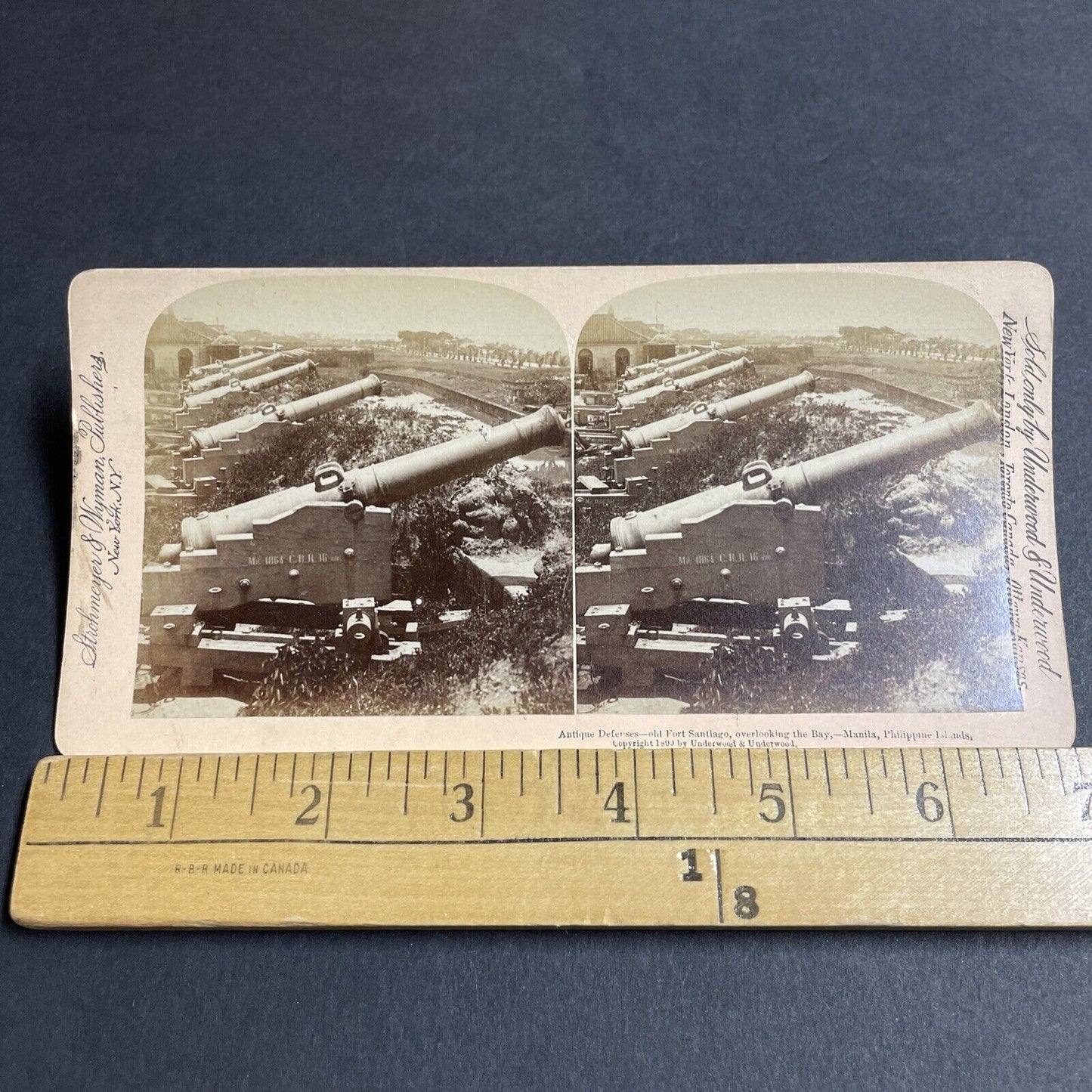 Antique 1899 US Artillery Canons Manila Philippines Stereoview Photo Card P4939