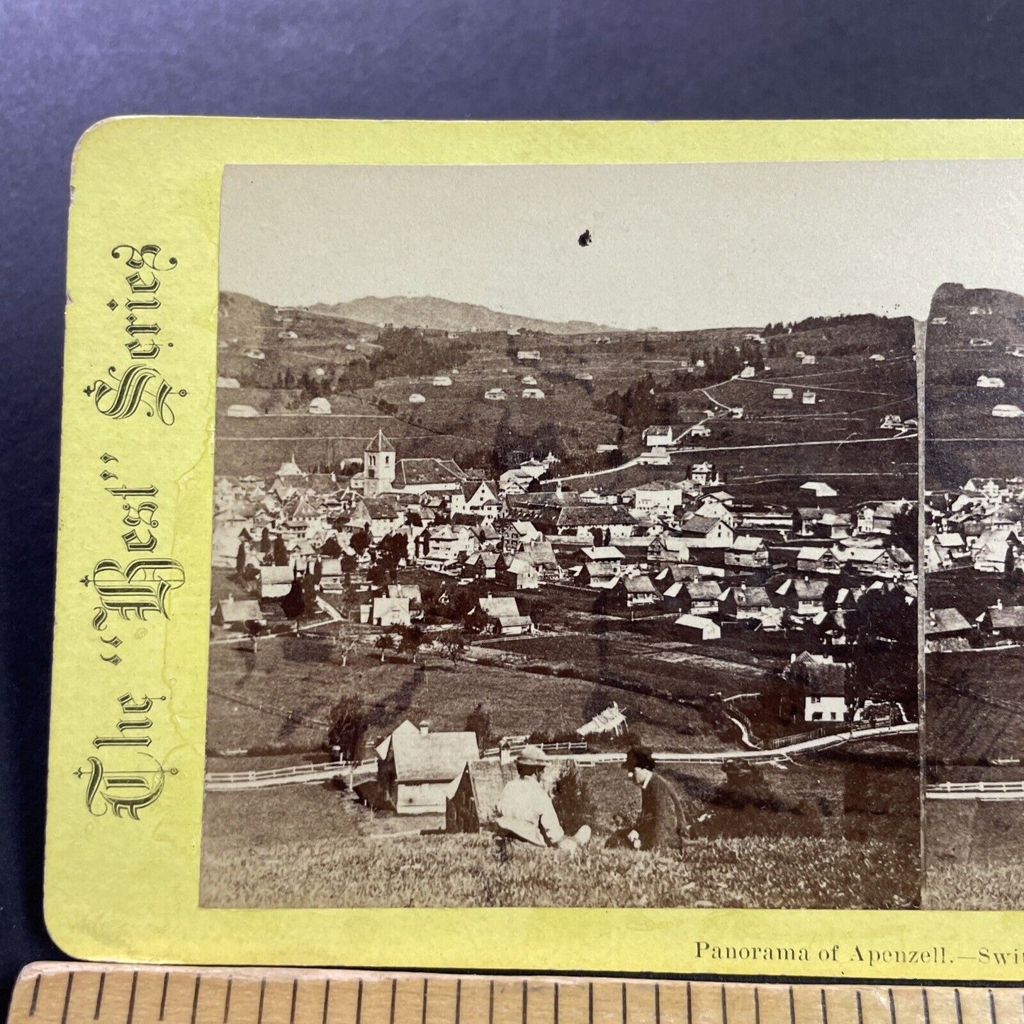 Antique 1870s Apenzell Switzerland Swiss Village Stereoview Photo Card P4033