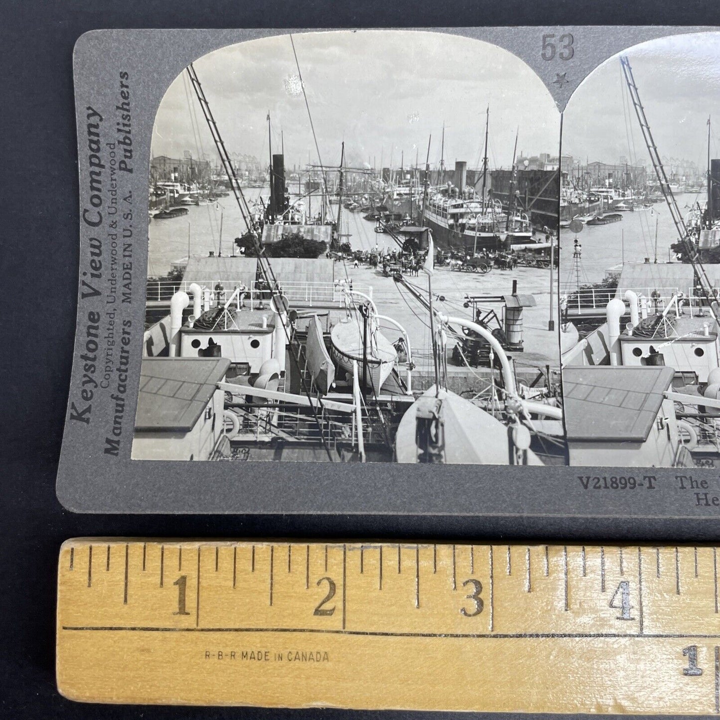 Antique 1908 Shipping Harbor Buenos Aires Argentina Stereoview Photo Card P915