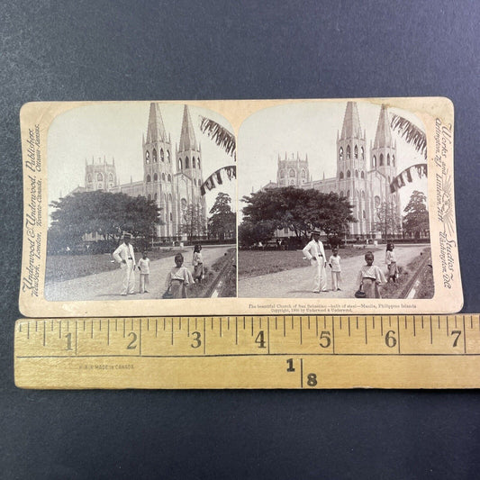 Church Of San Sebastian Manila Philippines Stereoview Antique c1900 X2740