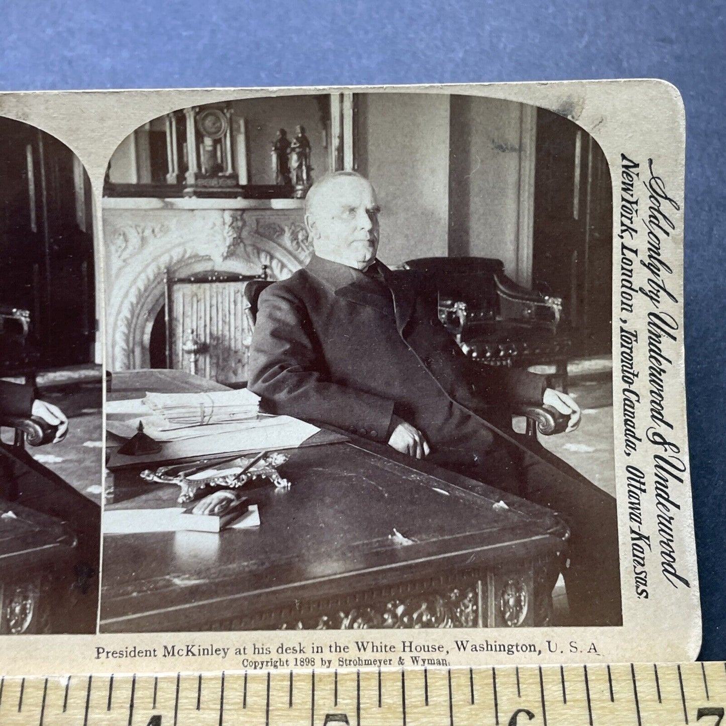 Antique 1898 President William McKinley Stereoview Photo Card P2408