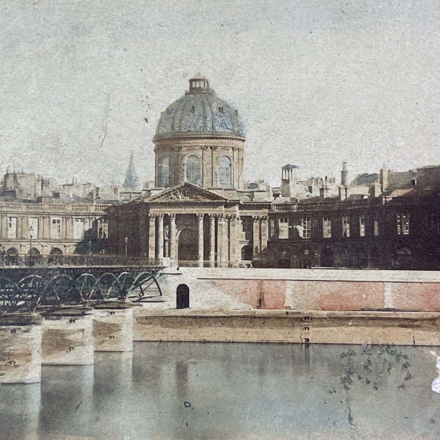 The Institute De France Paris Stereoview Pont Des Arts Antique c1860s X3573