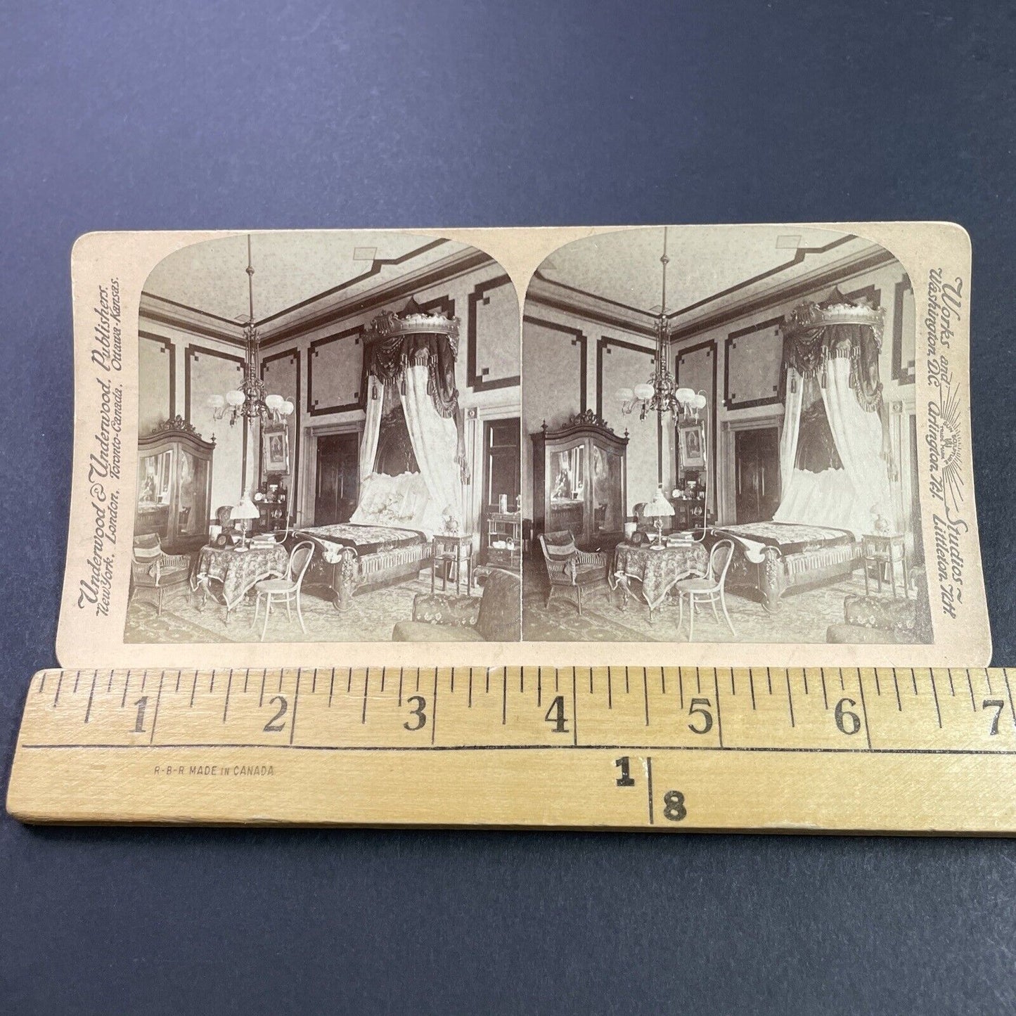 Antique 1890s Presidents Bedroom The White House DC Stereoview Photo Card P3852