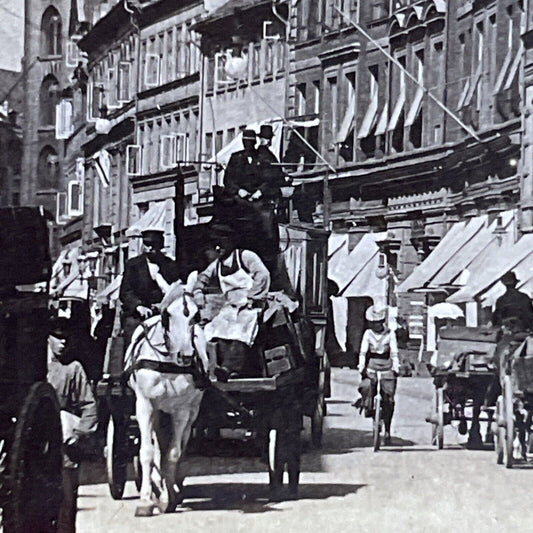 Antique 1901 Main Street In Copenhagen Denmark Stereoview Photo Card P4208