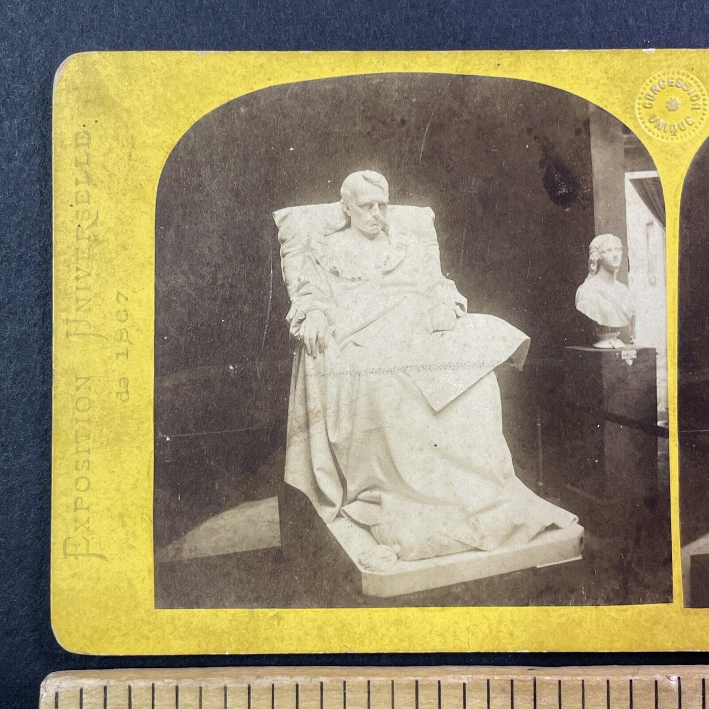 Napoleon Bonaparte While Dying Statue Stereoview M. Leon Antique c1867 X2420