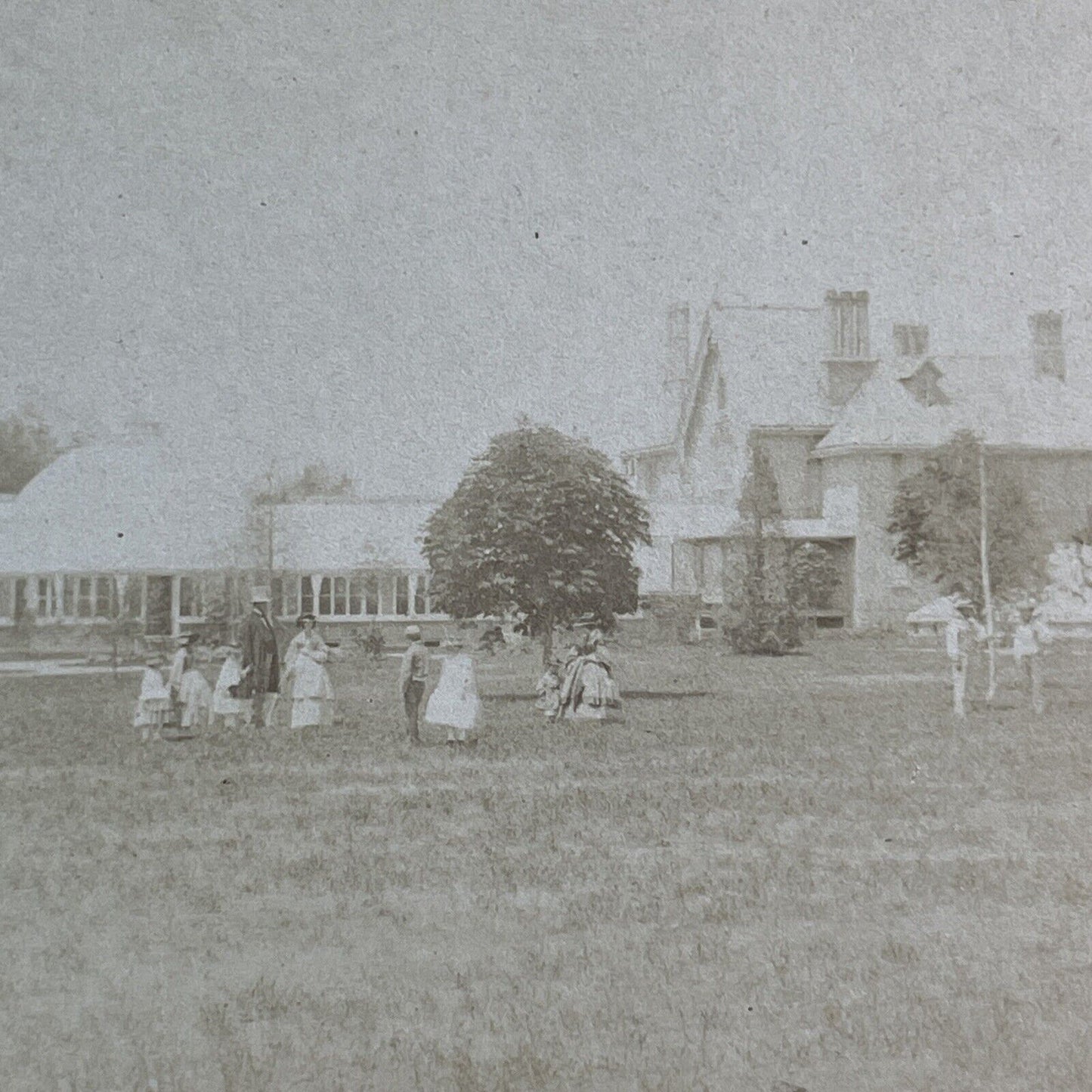 Wealthy Family At Victorian Mansion House Stereoview Antique c1865 X1660