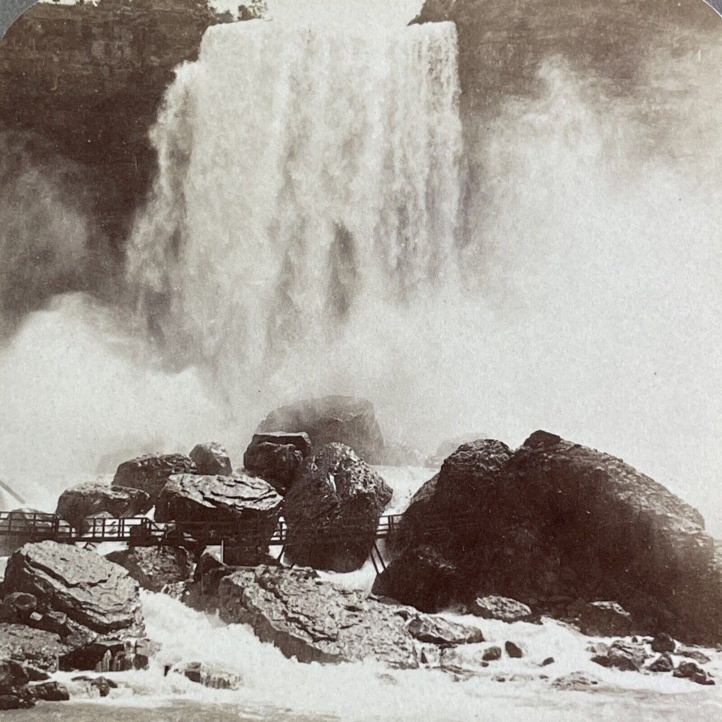 Rock of Ages Bottom of Niagara Falls Stereoview Underwood Antique c1901 Y2754