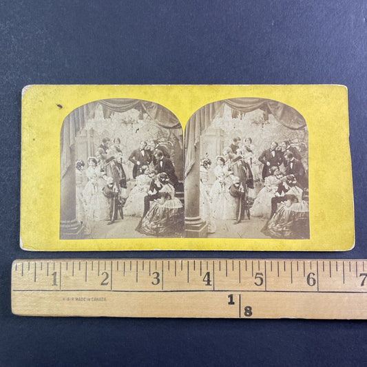 Men Soldiers and Women at Fancy Ball Stereoview Salt Print Antique c1860 Y118