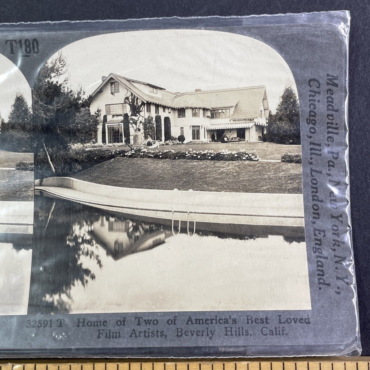 Mary Pickford House Beverly Hills California Stereoview Antique c1920s X4136