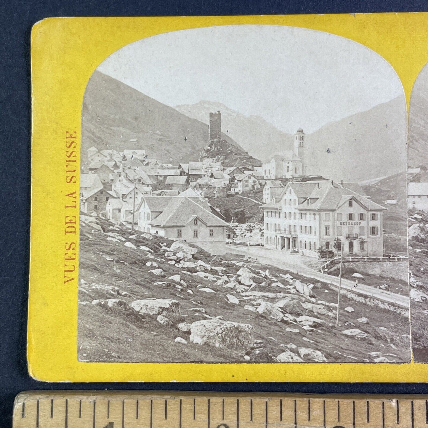 Hospental Switzerland Stereoview Johann Adam Gabler Antique c1875 X3593