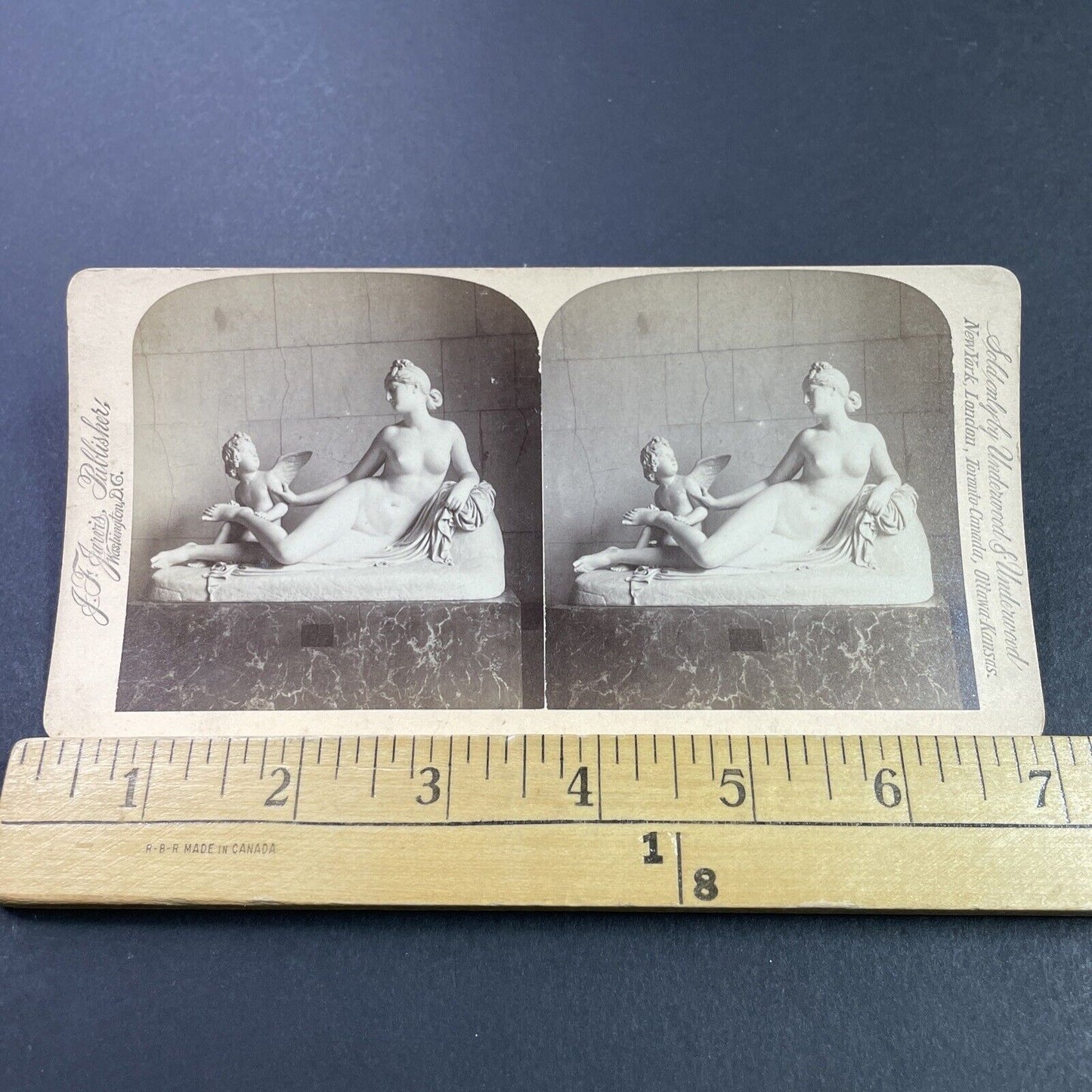 Antique 1890s Nude Female Statue Made Of Marble Stereoview Photo Card P3827