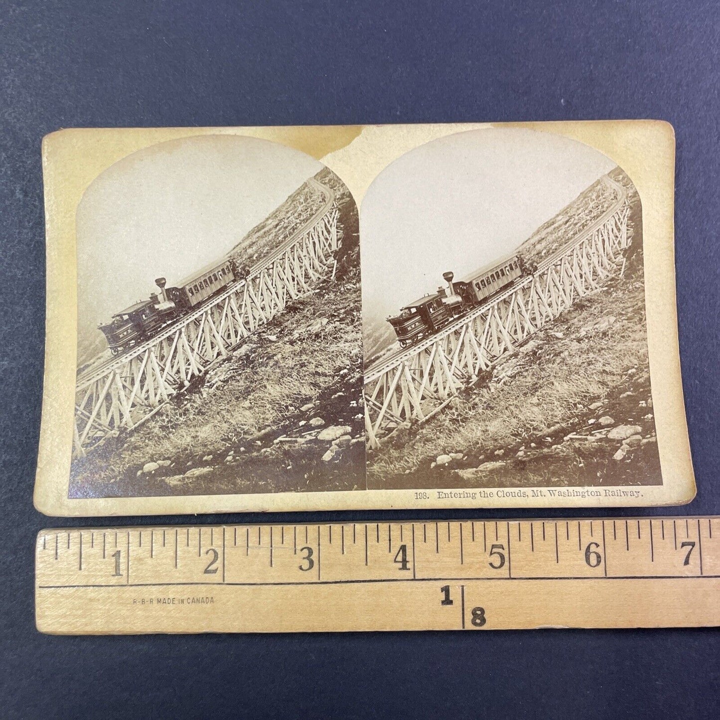 Mount Washington Cog Railway Passengers Stereoview New Hampshire c1870s Y1848