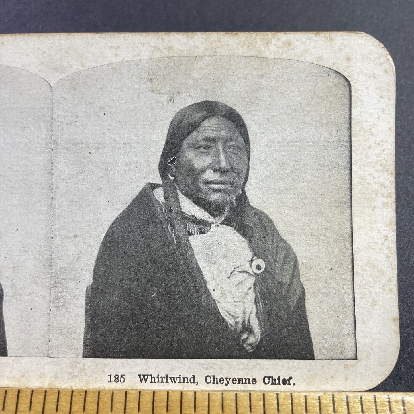 Antique 1905 Chief Whirlwind Native American Indian Stereoview Photo Card Q2246