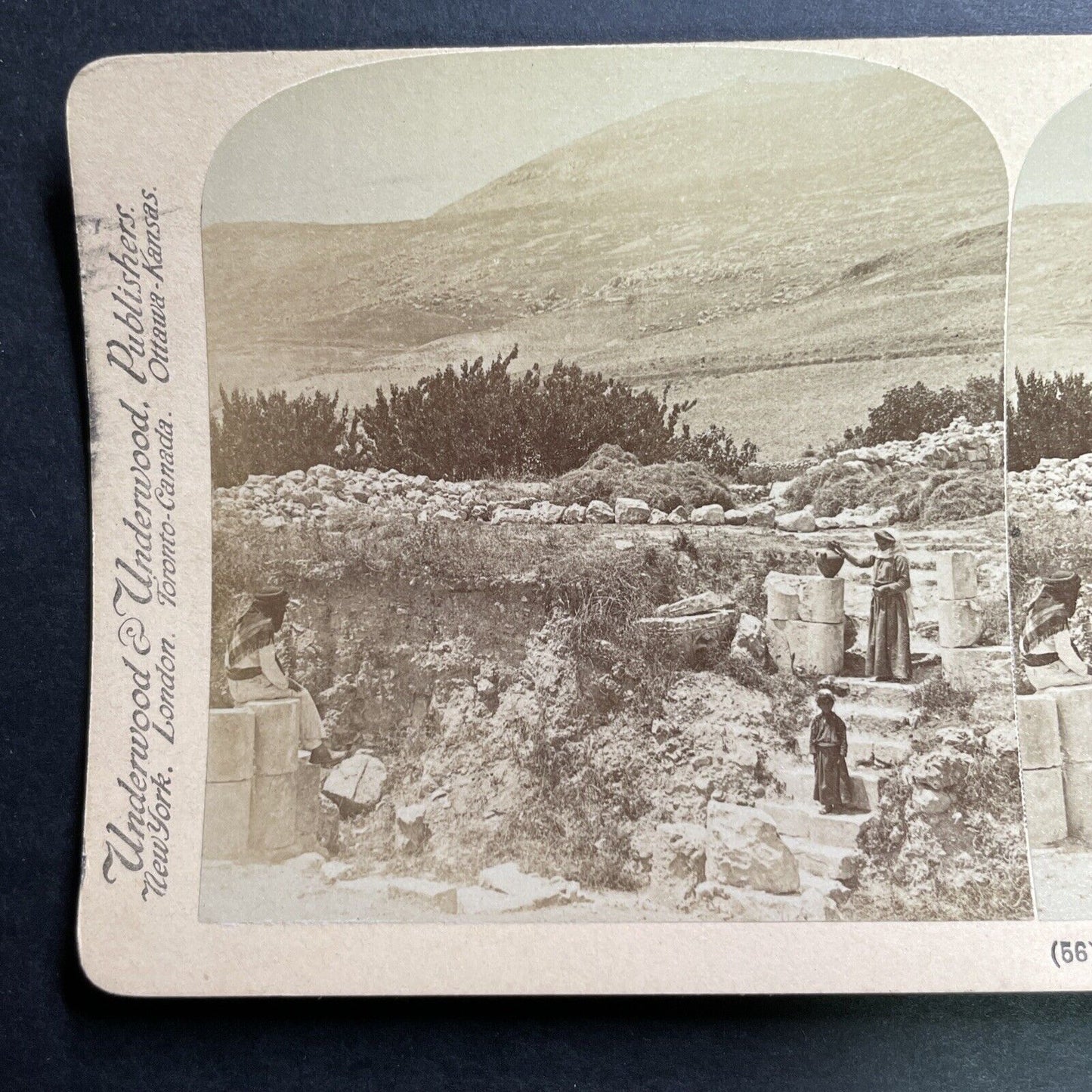 Antique 1900 The Steps To Jacob's Well Israel Stereoview Photo Card P1369