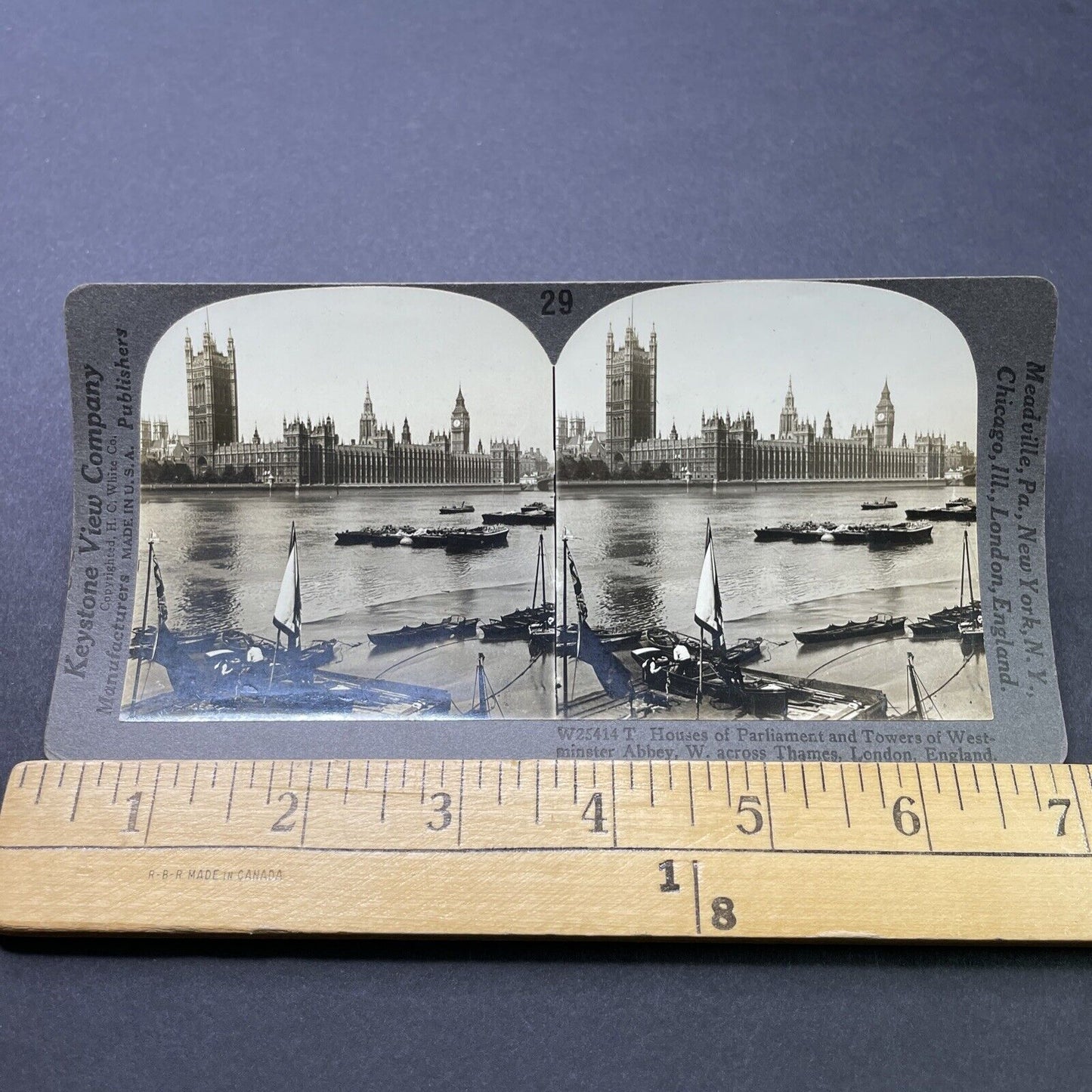 Antique 1910s Westminster Abbey & Big Ben England Stereoview Photo Card P2775