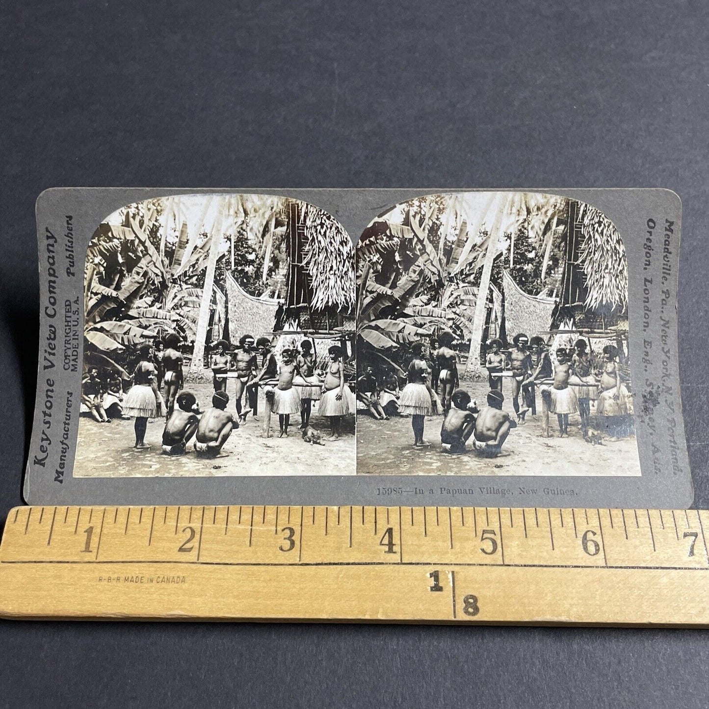 Antique 1906 Native Tribes In Papua New Guinea Stereoview Photo Card P4566