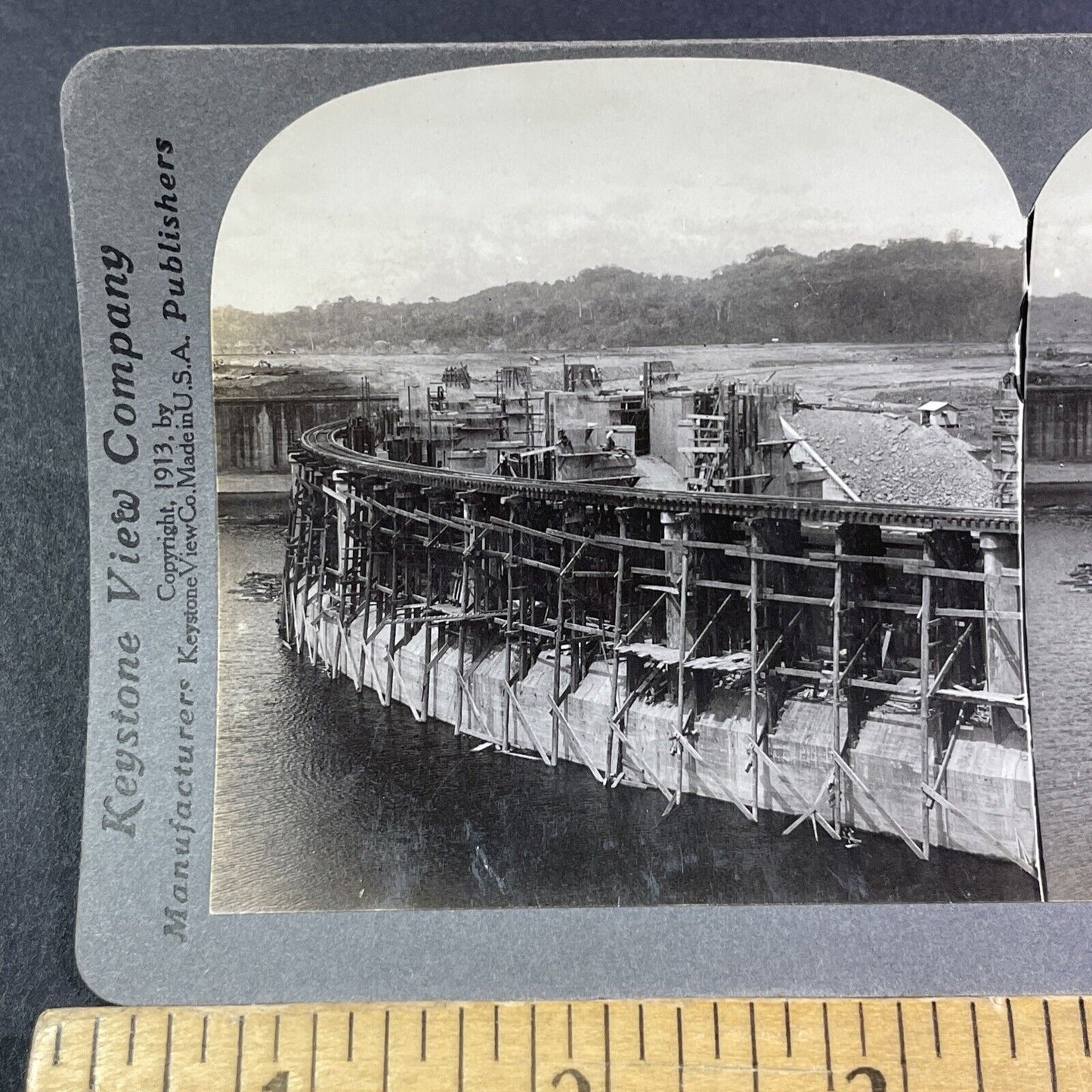 Gatun Lake Spillway Panama Canal Stereoview Antique c1913 Y2820