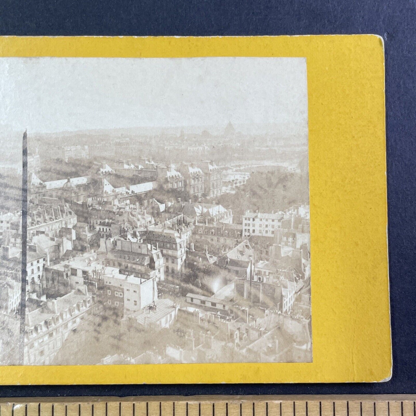 Paris France Panorama View Stereoview Yellow Card Antique c1860 X3844