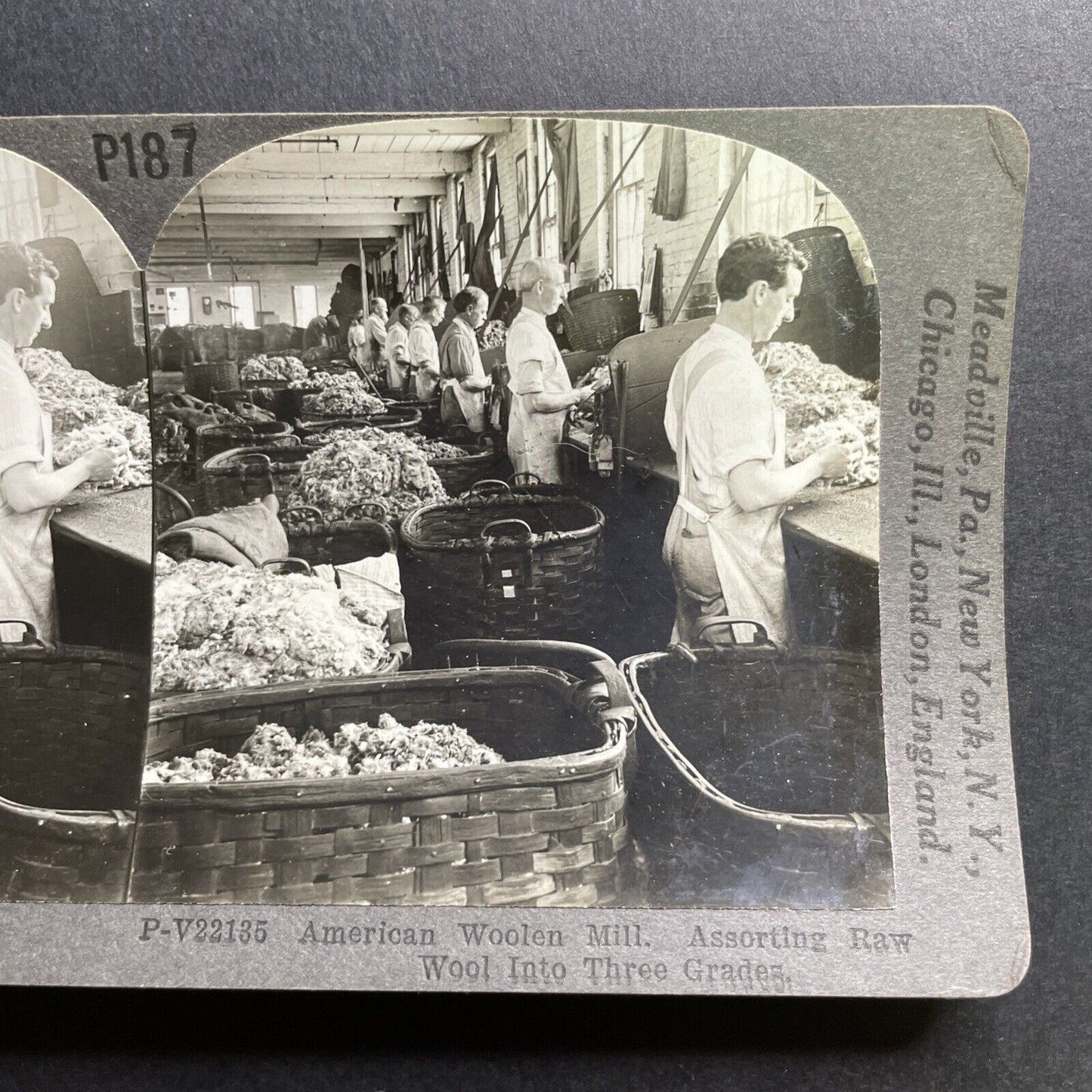 Antique 1909 Wool Factory In The United States Stereoview Photo Card P1780