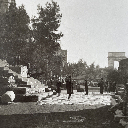 Antique 1925 Old Roman Ruins Rome Italy OOAK Stereoview Photo Card P3260