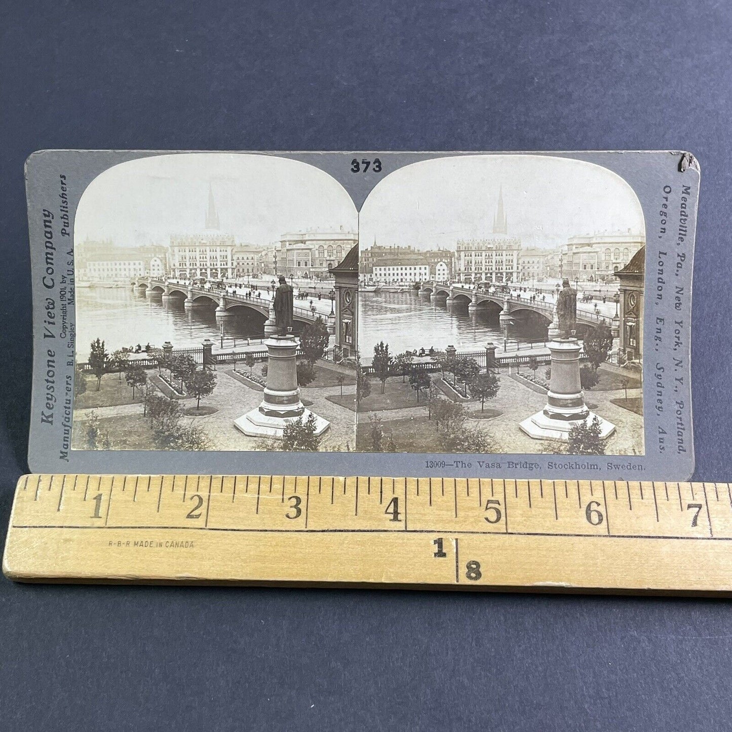 Antique 1901 The Vasa Bridge Stockholm Sweden Stereoview Photo Card P2243