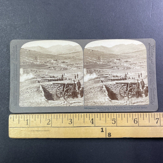 Japanese Cannon Fire Stereoview Russo-Sino War Antique c1905 Y498