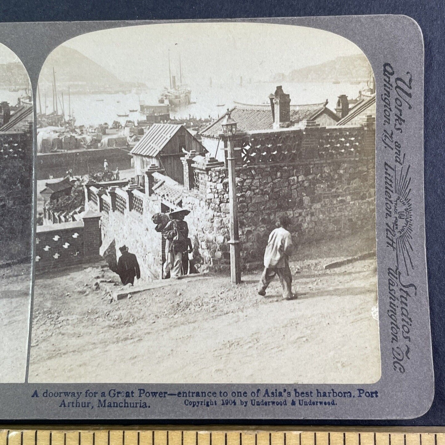 Dalian Lushun China City Walls and Gates Stereoview Antique c1904 X4209