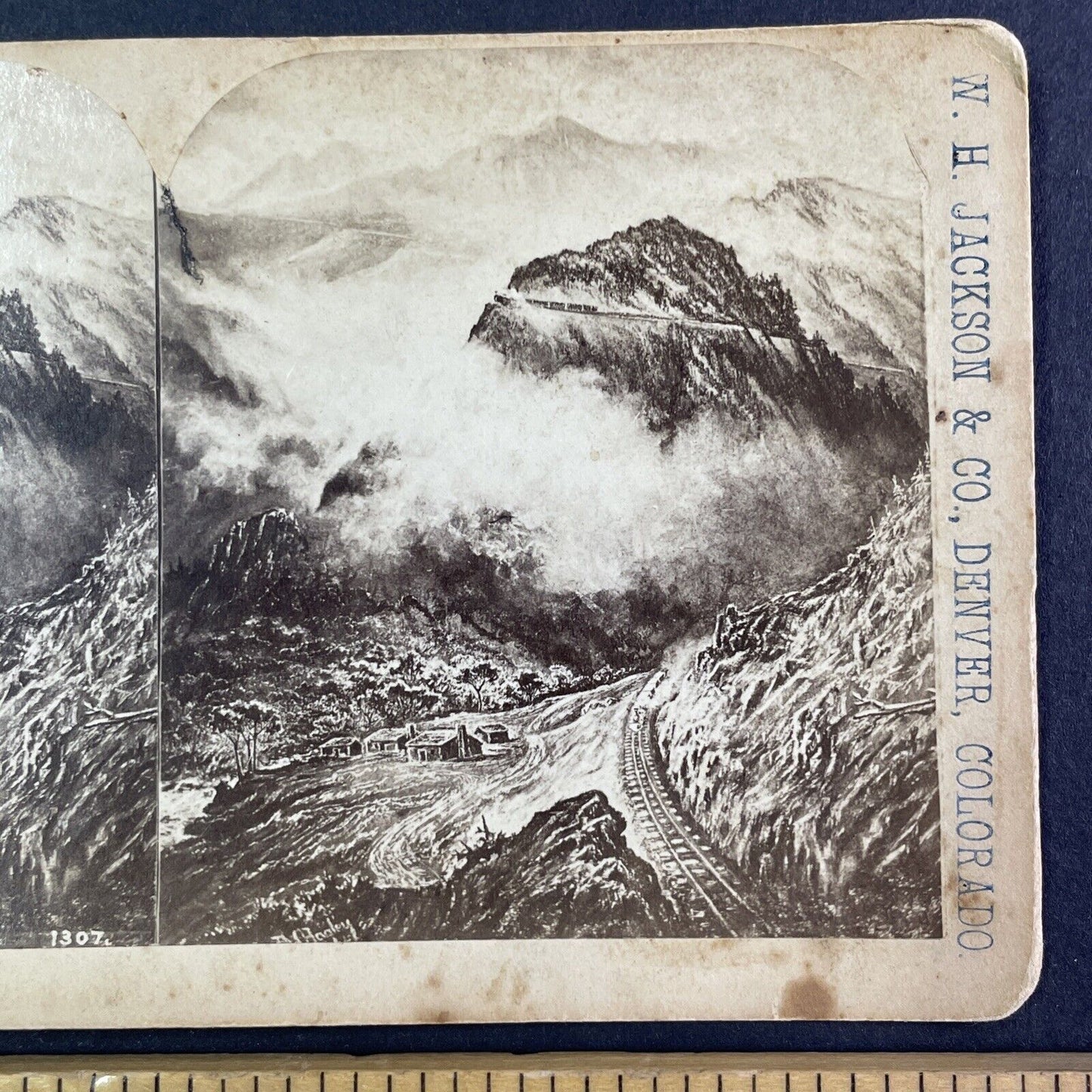 La Veta Pass Railroad Route Colorado Stereoview W.H. Jackson Antique c1880 Y2504